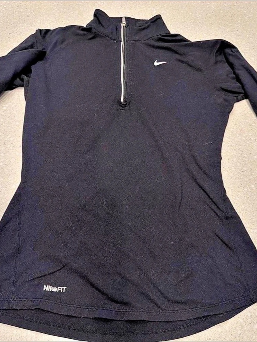 Nike Fit Dry Quarter Zip Long Sleeve Pullover Athletic Top Black Size Small